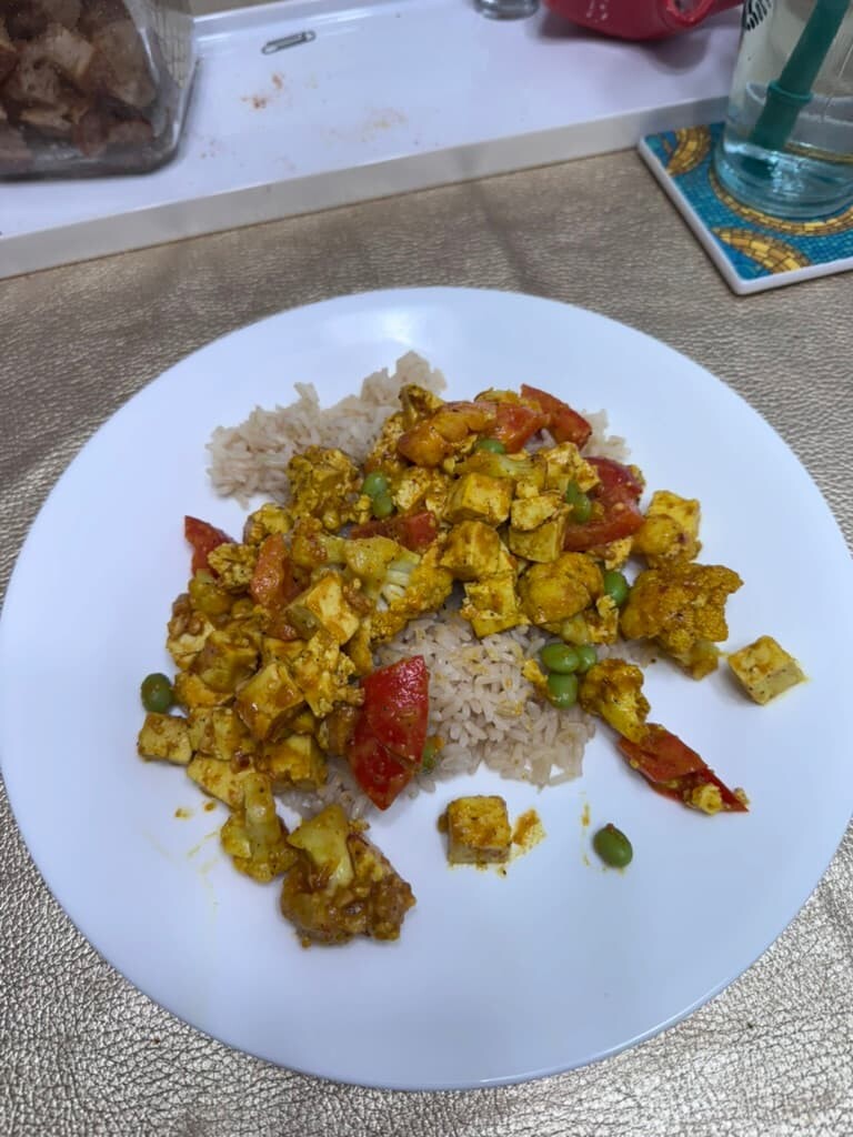 Peanut Tofu-Cauliflower with Rice